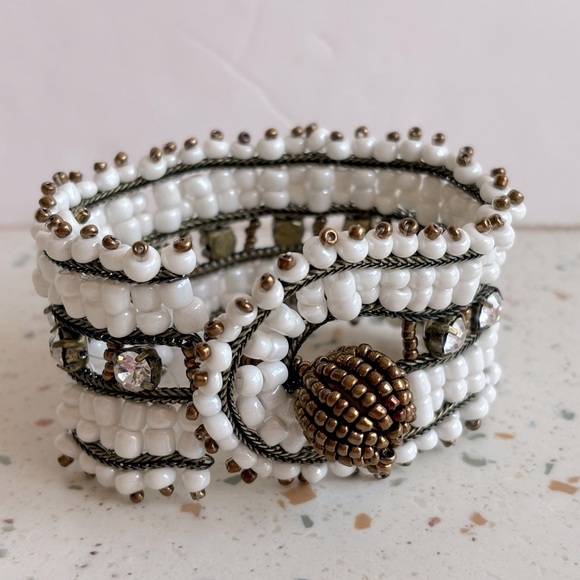 Boho Western Beaded Crystal Cuff Bracelet - Picture 9 of 14